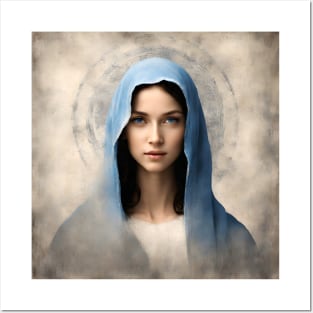 Portrait of Our Lady in blue veil Posters and Art